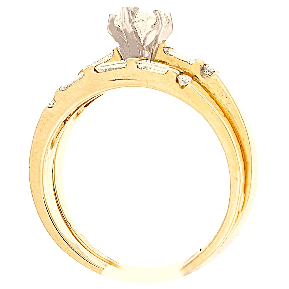 Marquise Shape Bridal Set with Round & Baguette Shape Side Diamonds